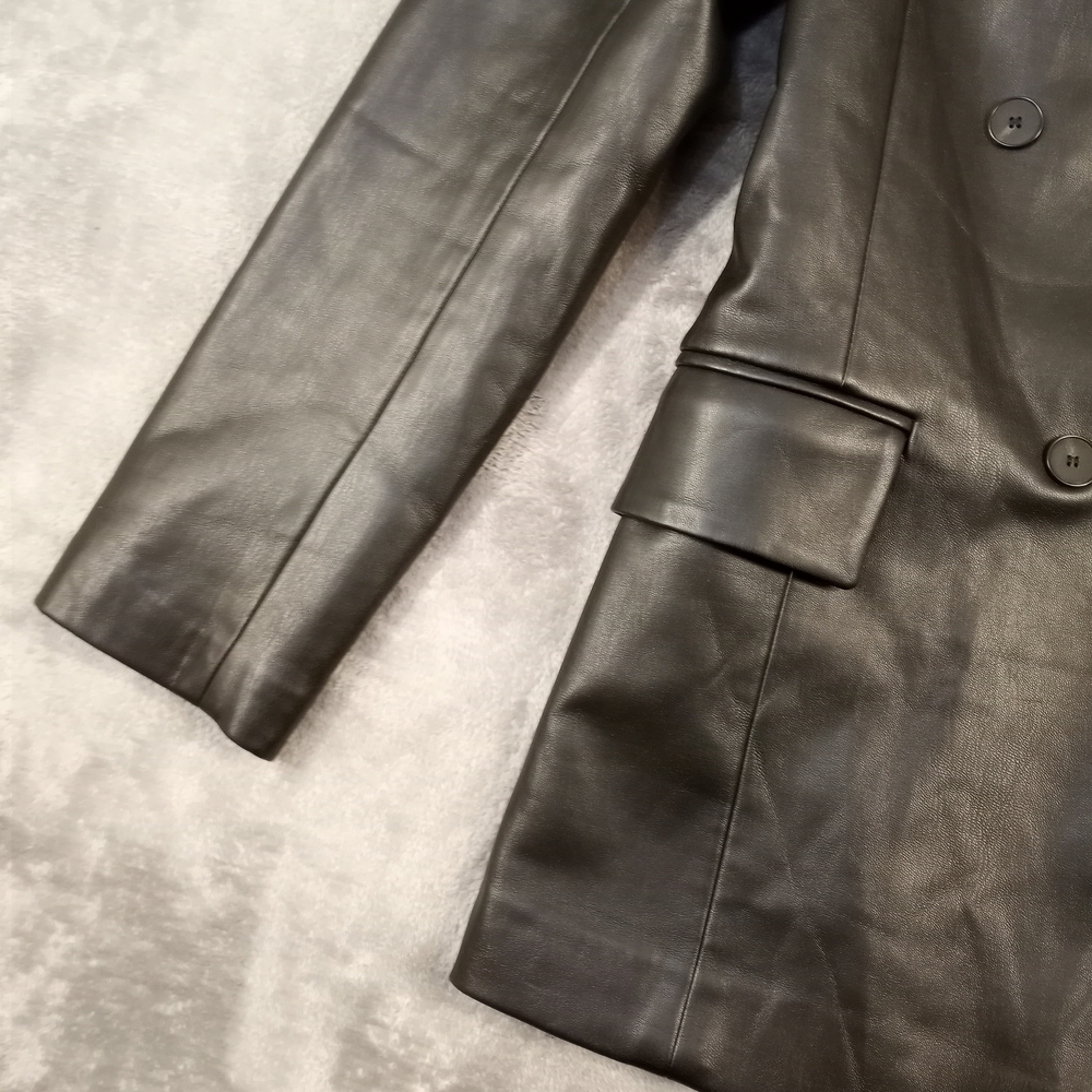 Zara Women's Black Faux Leather Blazer Jacket Size Medium - Picture 4 of 16